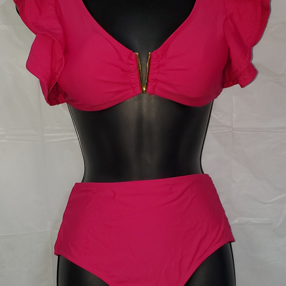 Vibrant Pink Ruffled Bikini Set